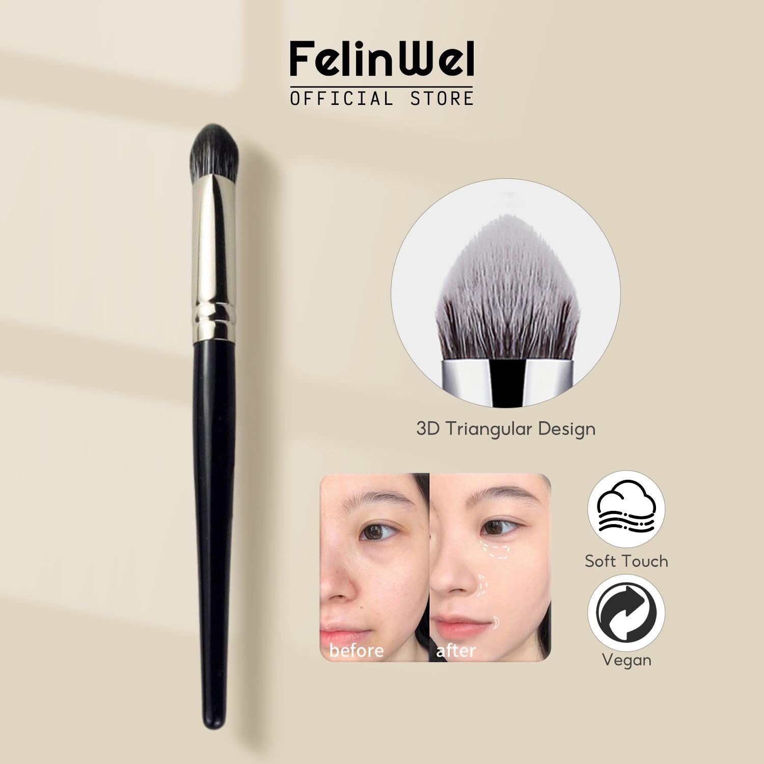 FelinWel Triangular Design Brightening Concealer Brush | FelinWel