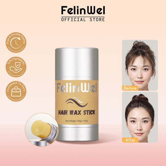 FelinWel - Hair Wax Stick, Non-greasy Styling Wax for Fly Away & Edge Frizz Hair, with 3 Pcs Hair Styling Brushes