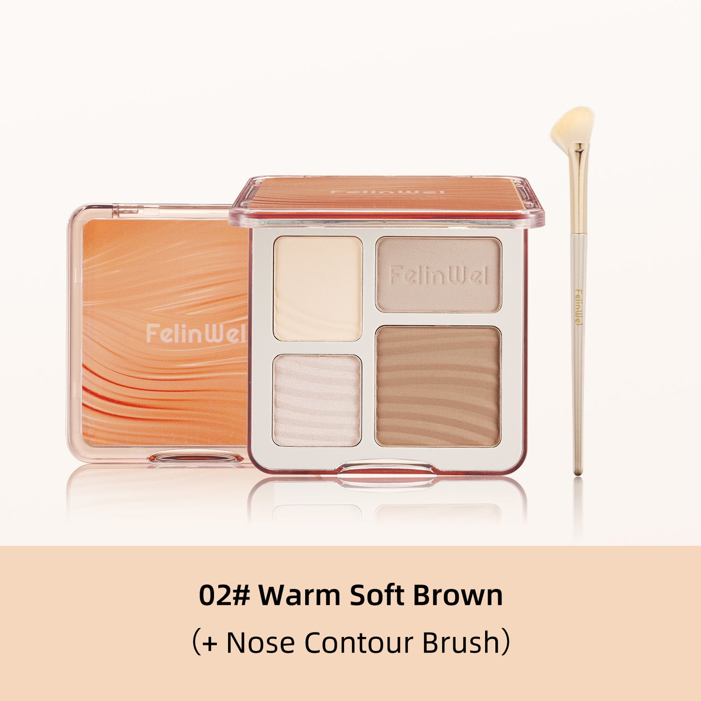 FelinWel 4 Colors Highlighter Contour Palette Makeup 3D Bronzer Matte Powder