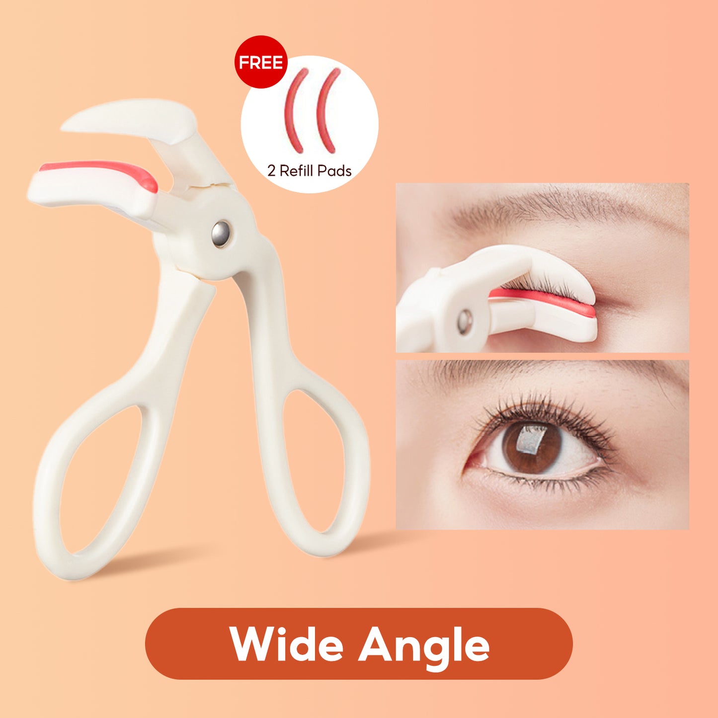 FelinWel - Portable Eyelash Curler, Wide Angle Lash Curler to get a Lifted, Long Lasting Curl, with 2 refill pads